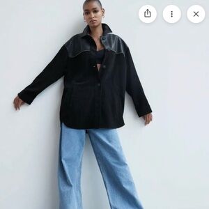 Zara Faux Leather Beaded Overshirt